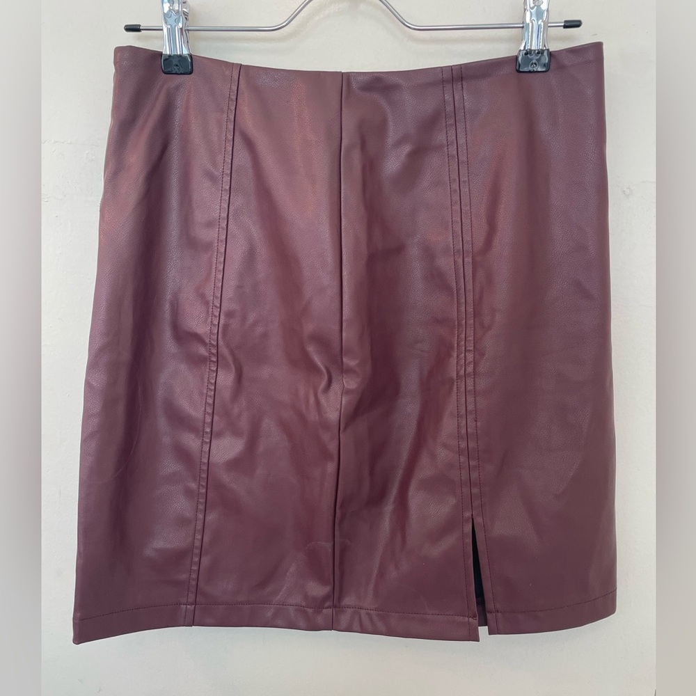 Mango Faux Leather Mini Skirt in Burgundy